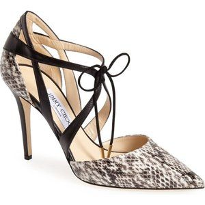 Jimmy Choo Lapris Snakeskin Ankle-Wrap Pump, 39.5